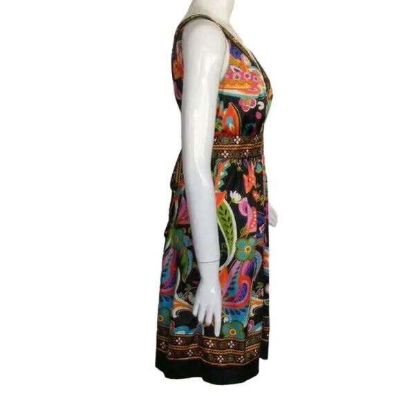 ECI Summer Dress, 10, Bold Multicolor Paisley, Sleeveless, Sash, V-neck - Picture 8 of 13
